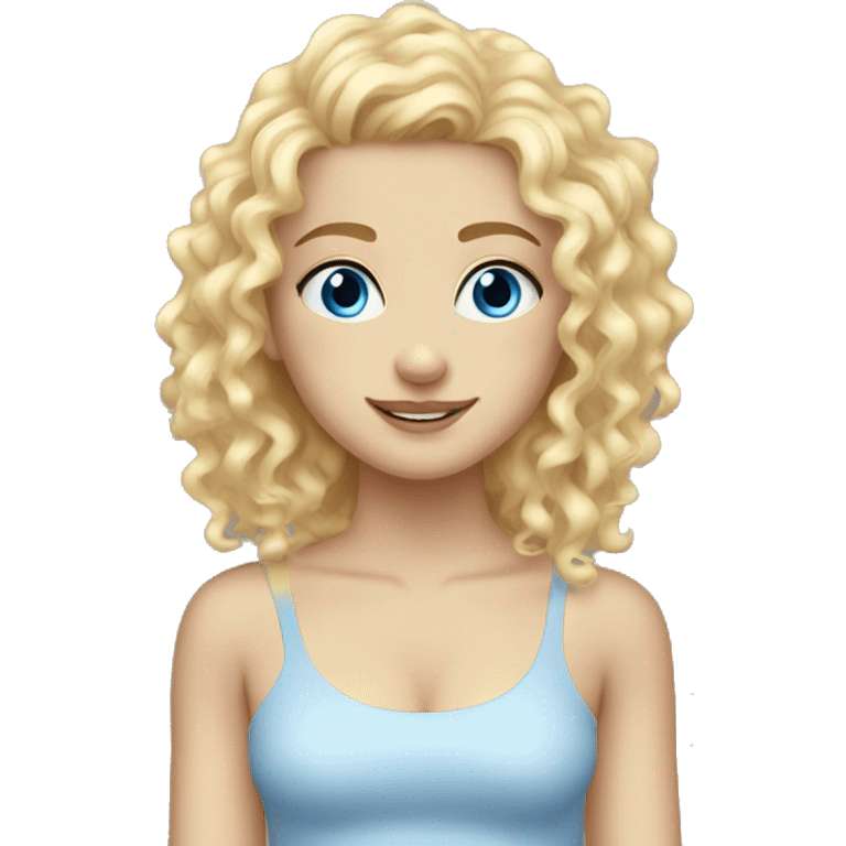 Tall curly blonde girl blue eyes pale  emoji