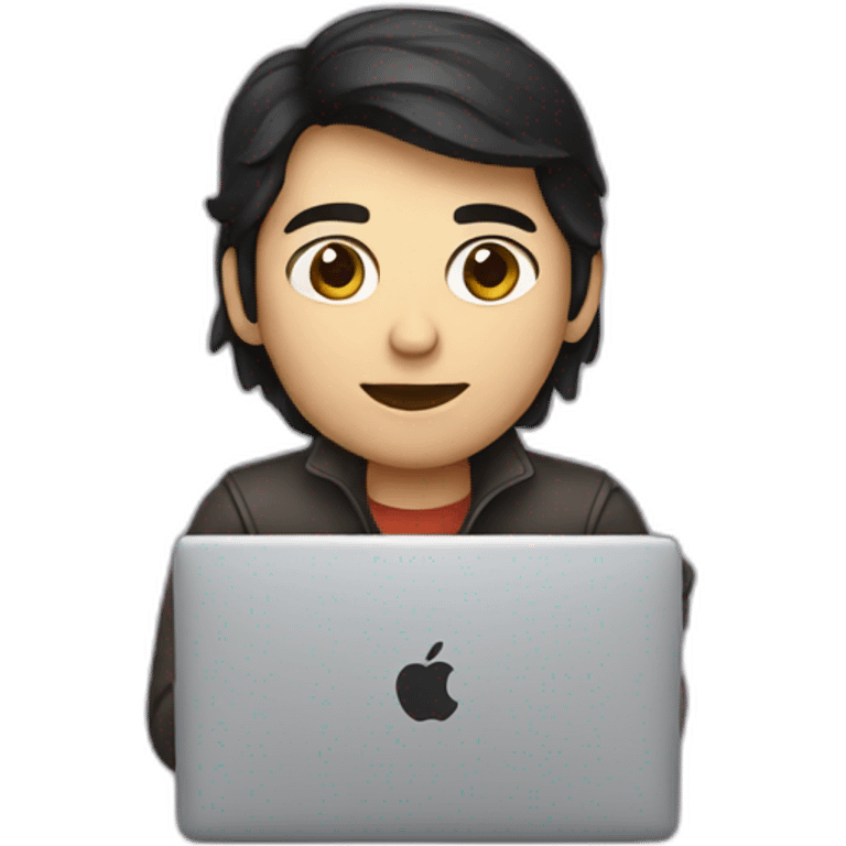 dark haired developer with macbook emoji