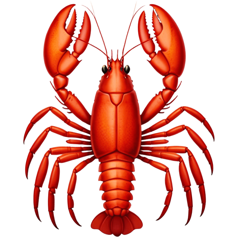 Cinematic bright red rock lobster, detailed hard shell, claws slightly open, freshly cooked, warm glowing tones, rich and indulgent. emoji