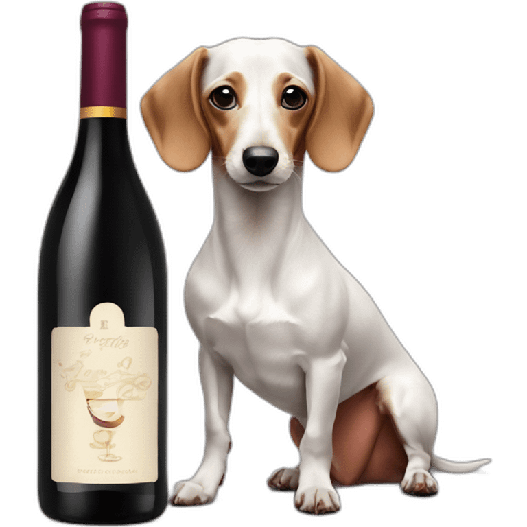 White and black Dachshund and wine emoji