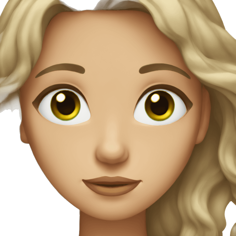 Woman with wavy brown hair and green eyes. emoji