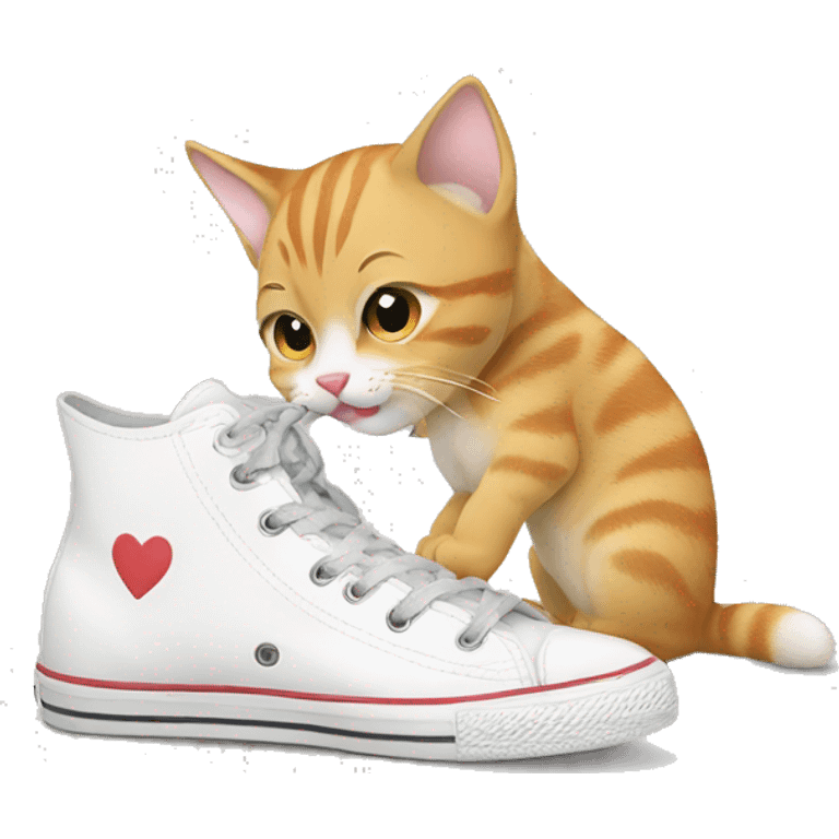 Cat kissing shoes emoji