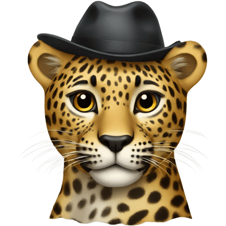 Leopard wearing hat  emoji