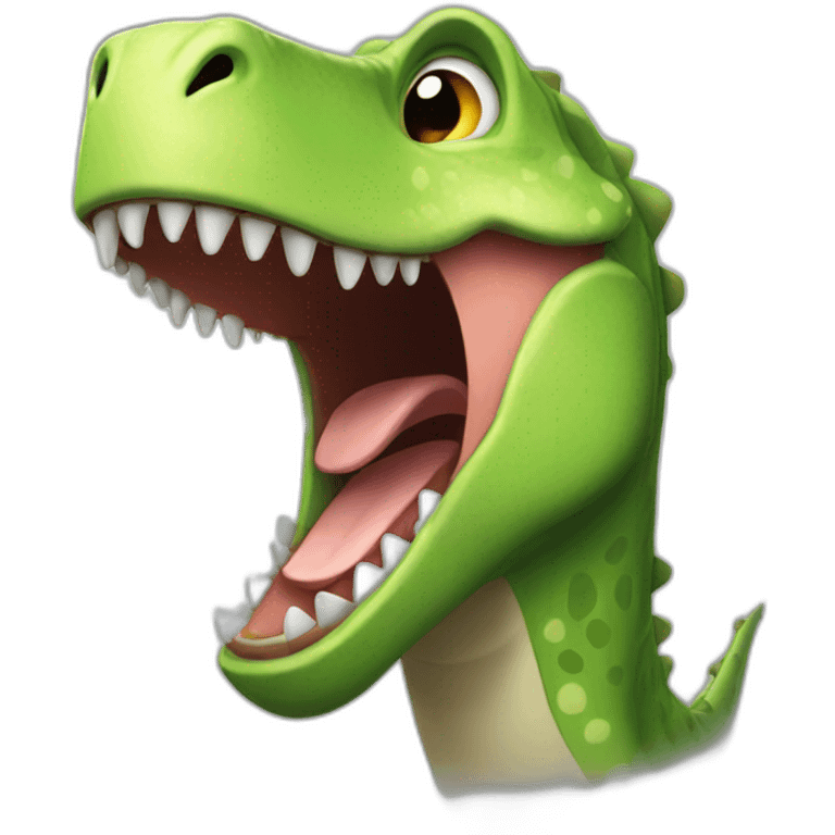 Laughing dinosaur emoji