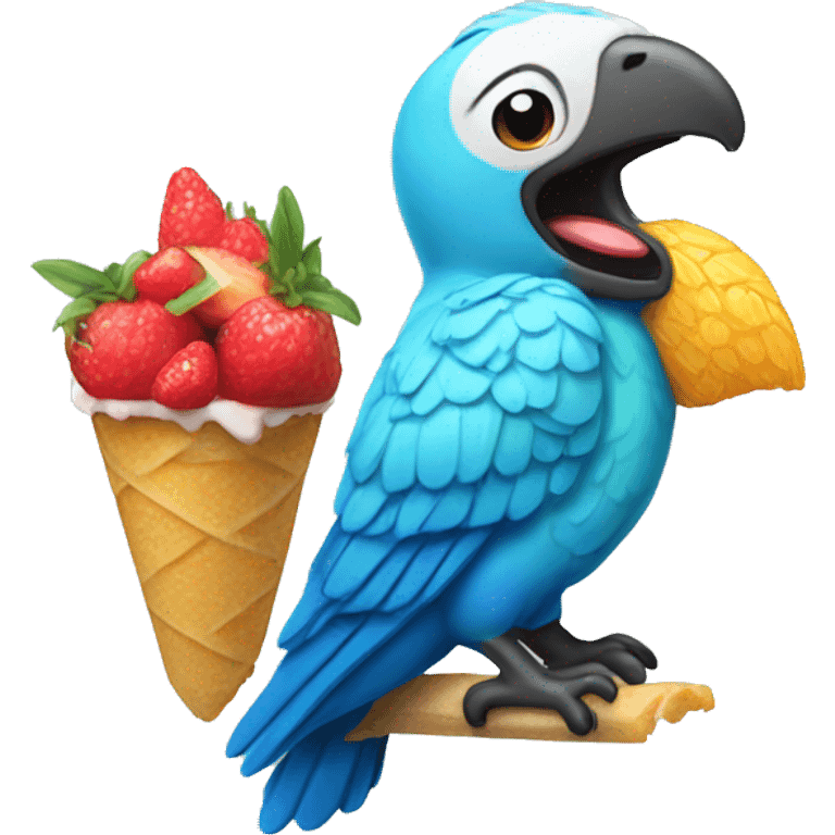 Perroquet eating glace emoji