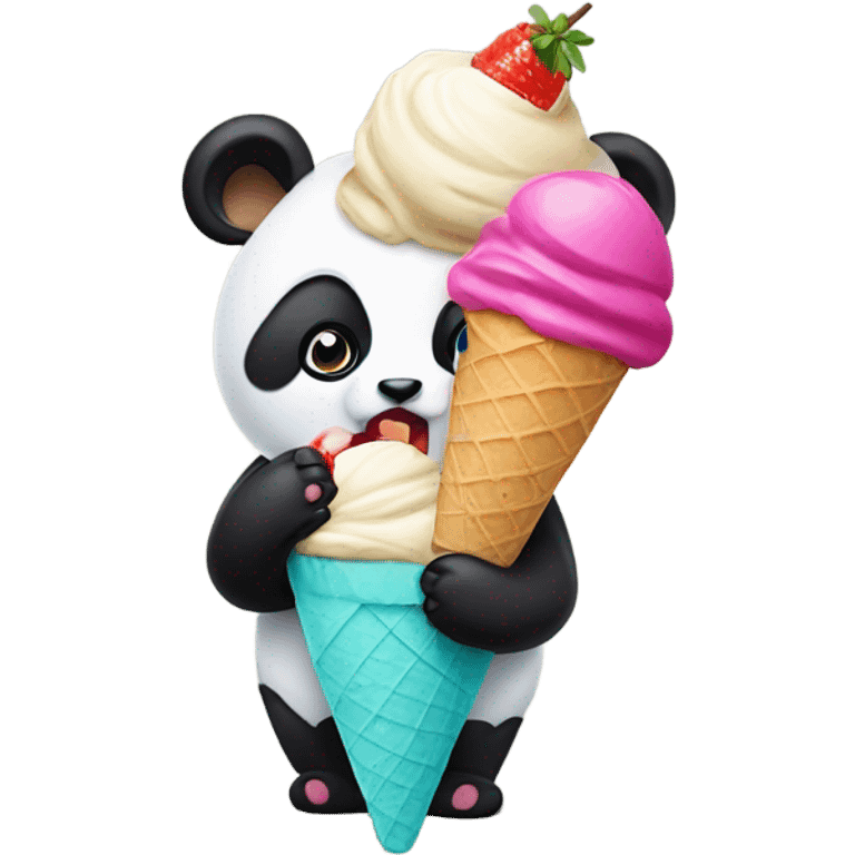 Panda eating ice cream emoji