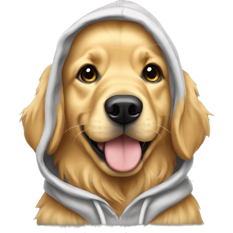 Golden retriever wearing a hoodie emoji