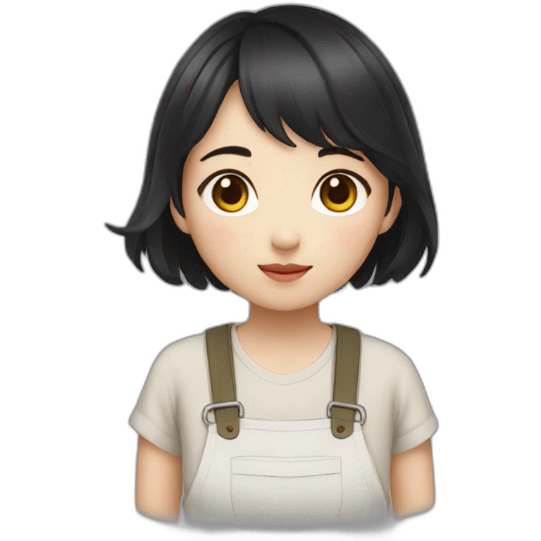 farmer korean girl short black hair emoji