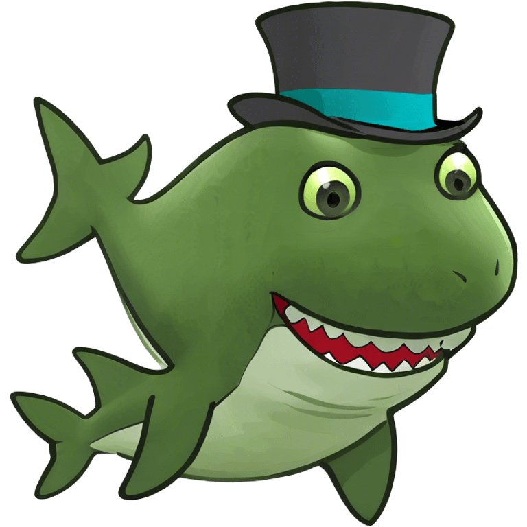 Shark with a top hat emoji