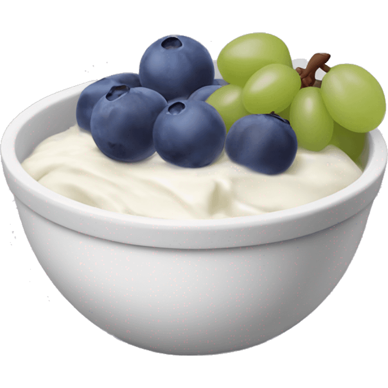 yoghurt bowl with grapes and blueberries emoji