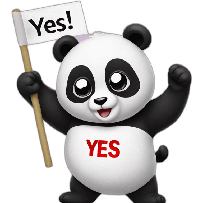 Panda holding a sign that says YES emoji