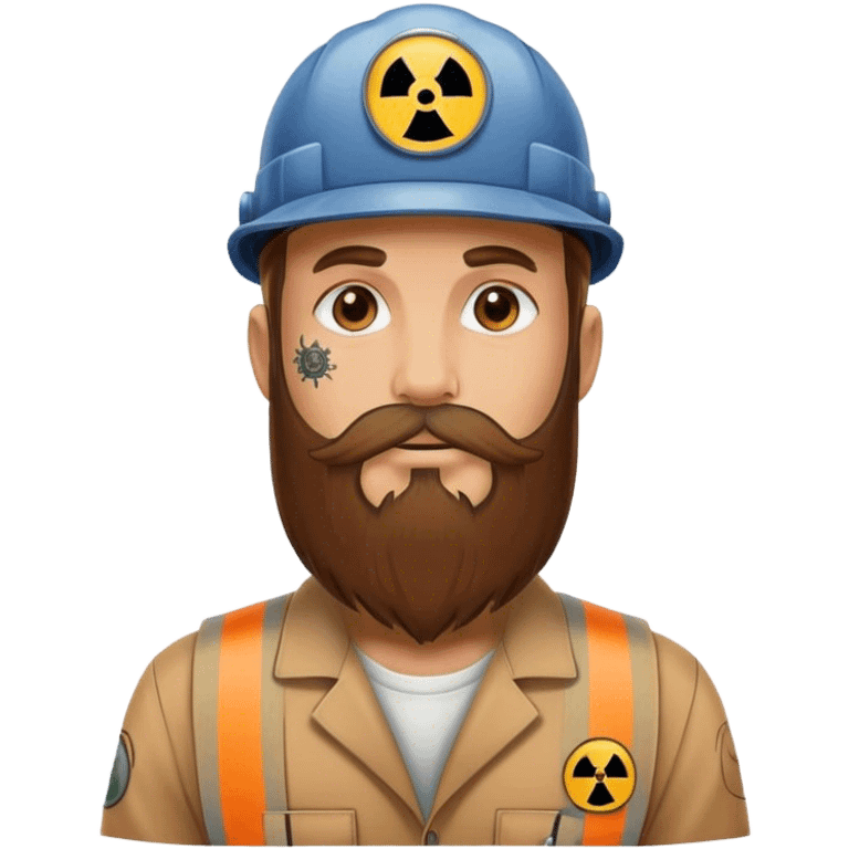 Long beard brown with tattoos and cap nuclear worker  emoji