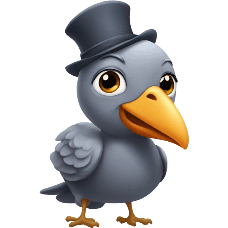 bird with a pigeon hat emoji