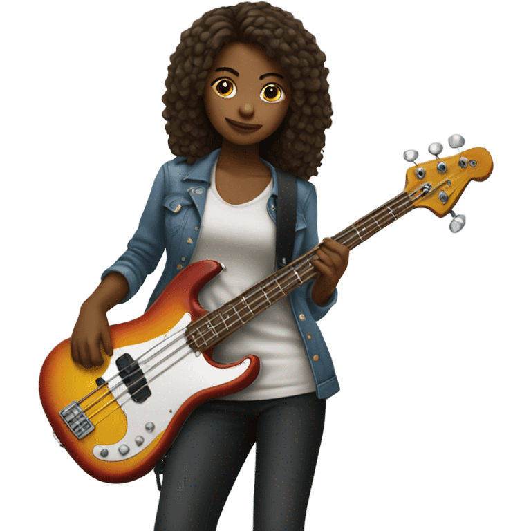 Teenage girl playing bass guitar emoji