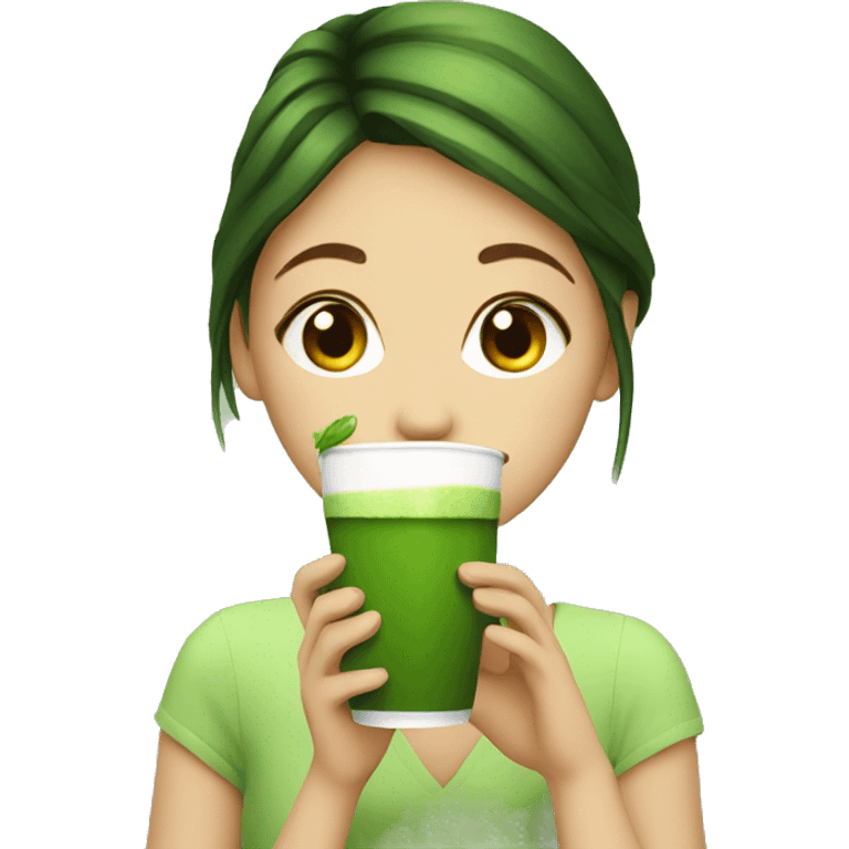 girl drinking matcha emoji