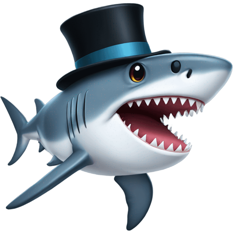 Shark with a top hat emoji