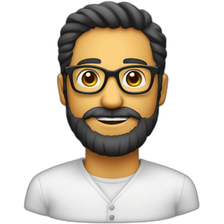 Hombre calvo con barba canosa y gafas pasta grandes i negras emoji