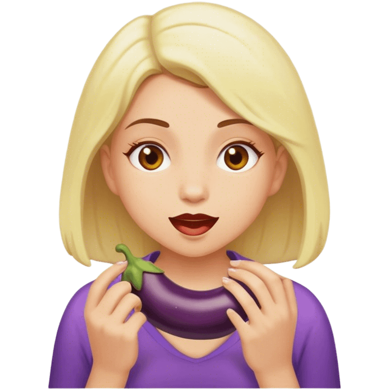 Girl eating eggplant  emoji