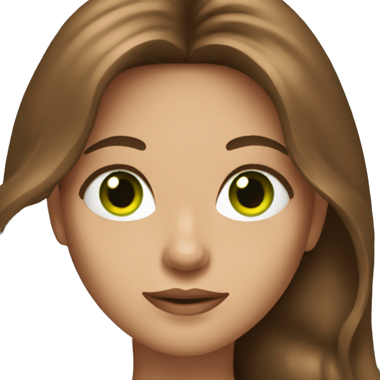 Woman with Long Brown hair and Green eyes  emoji