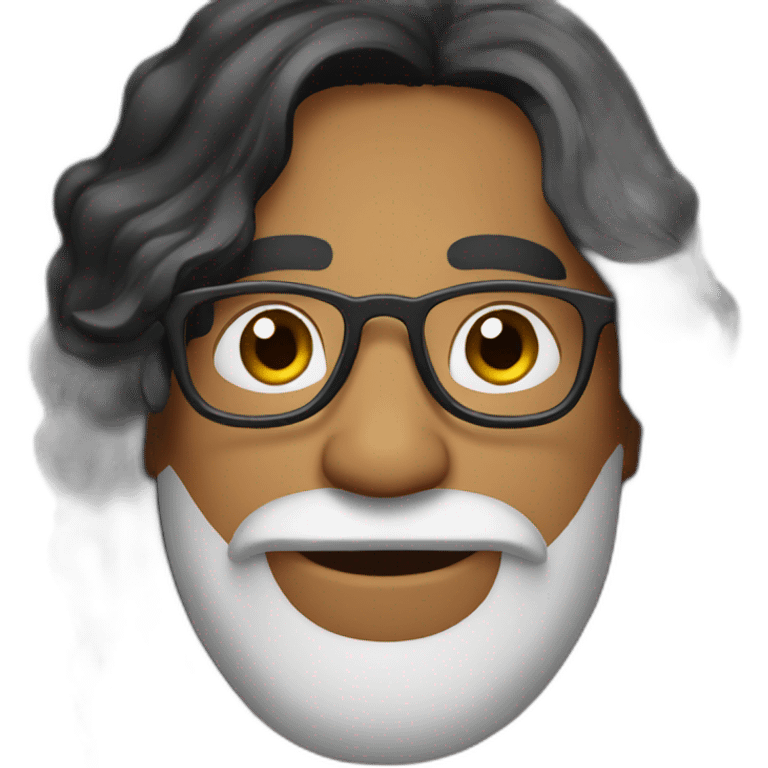 Black hair Indian with glasses and beard emoji