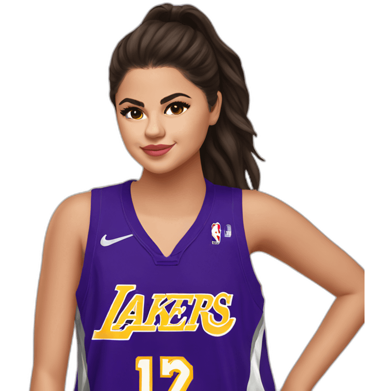 selena gomez with lakers jersey emoji