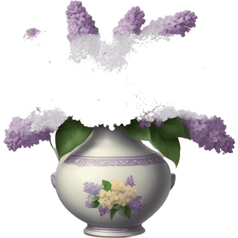 Lilac bouquet in vintage vase emoji