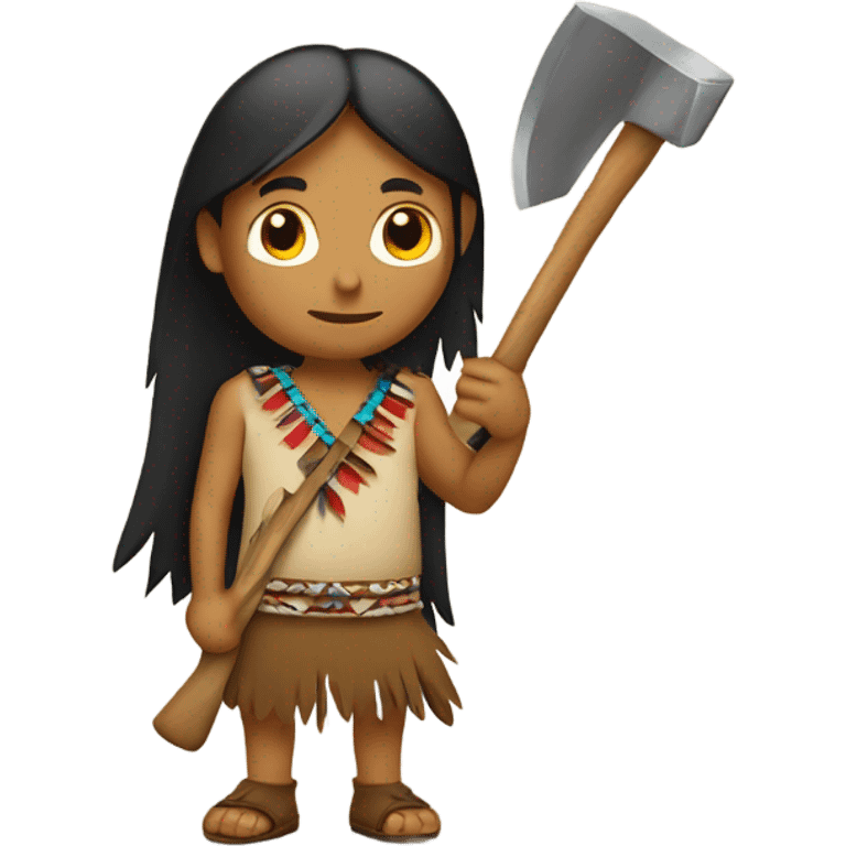 Native American with hatchet in hand emoji