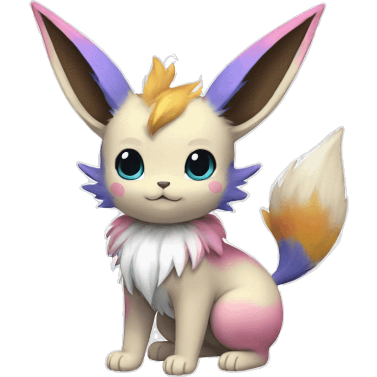 Colorful Kawaii Eeveelution-Cute-Pokémon-fusion full body emoji