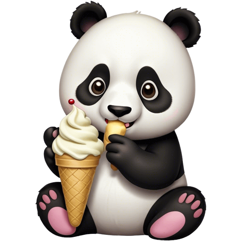 Panda eating ice cream emoji