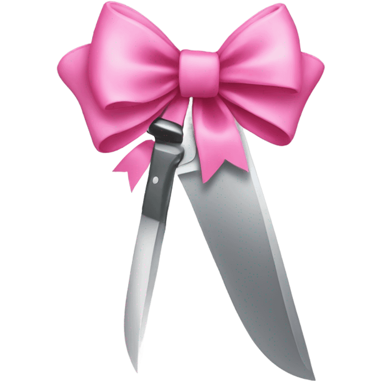 Knife with a pink bow on the handle emoji