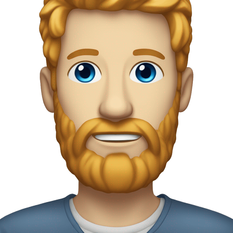 Blonde man with ginger & brown beard, and blue eyes emoji