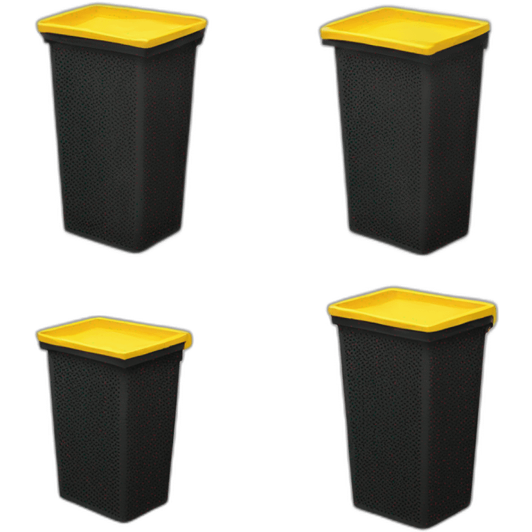 black mesh metal dustbin filled with yellow papers emoji