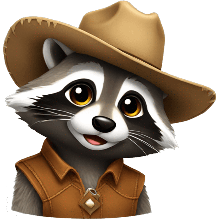 Cute raccoon wearing a cowboy hat  emoji