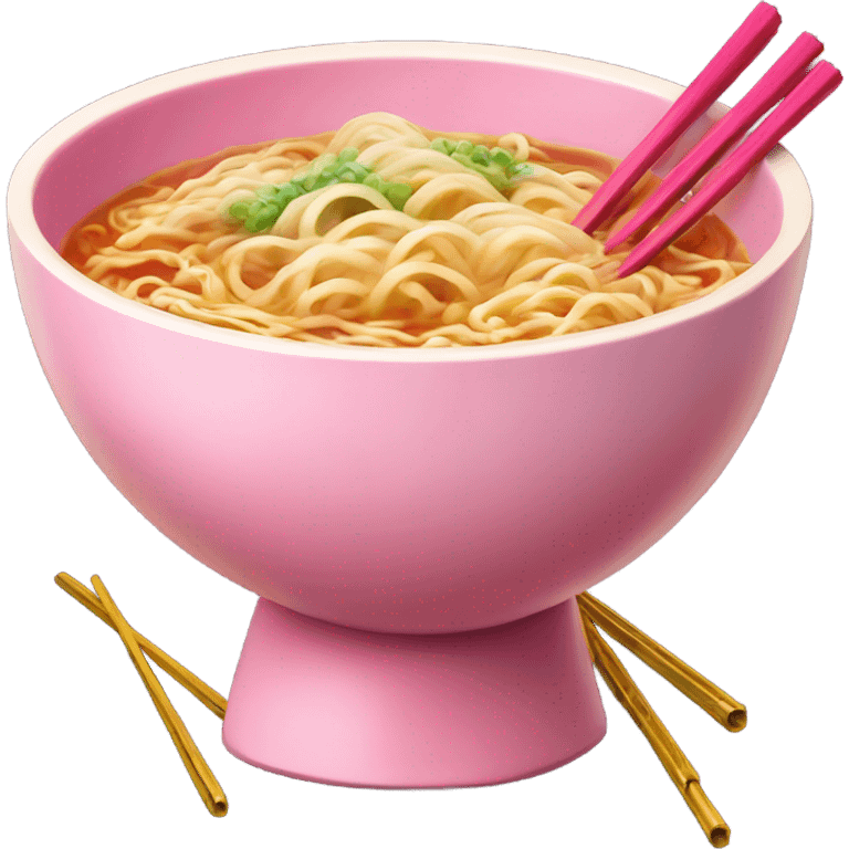 traditional ramen, pink and gold bowl, gold chopsticks emoji