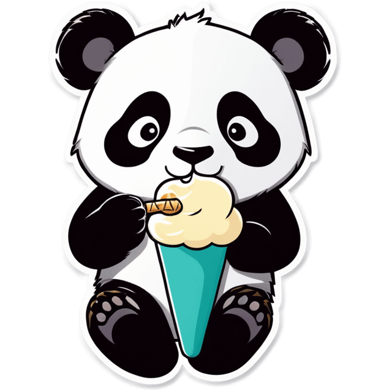 Panda eating ice cream emoji