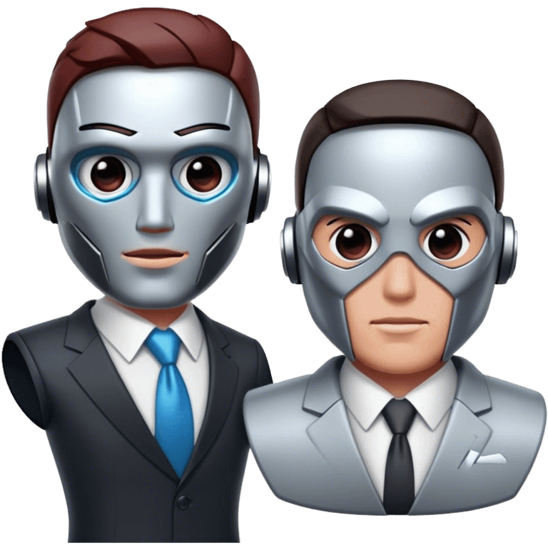 cyborg and business man emoji