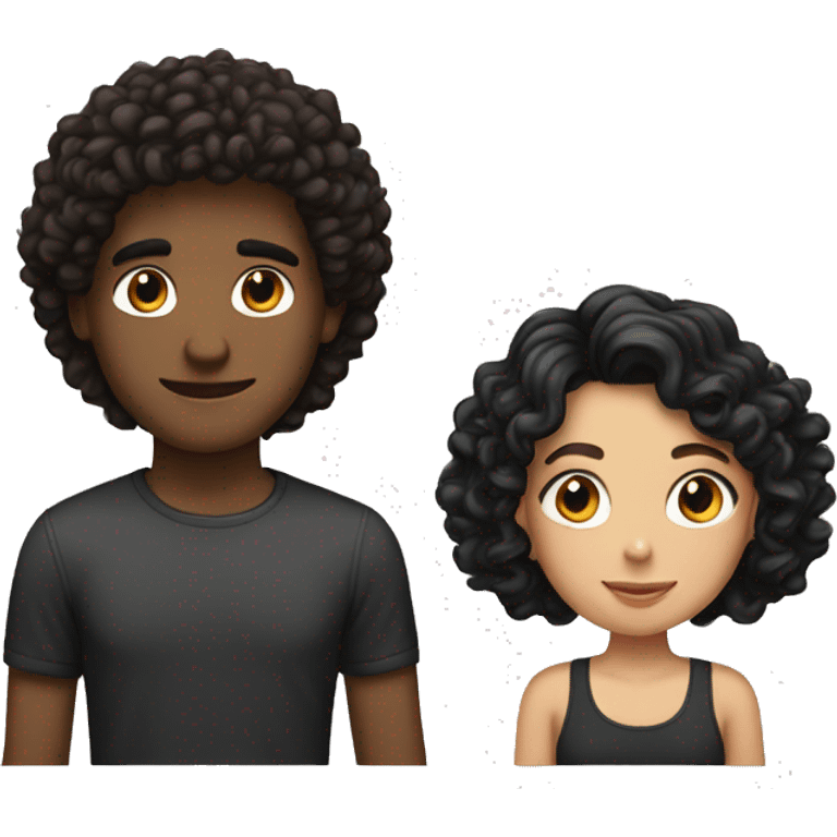 Guy whit straight brown hair and girl whit curly black hair emoji