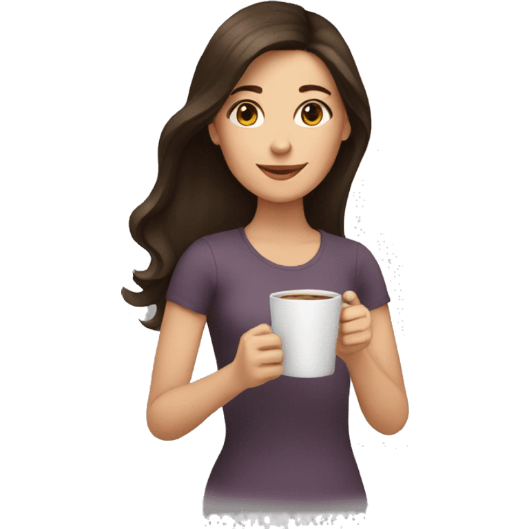 brunette girl holding a cup of coffee emoji