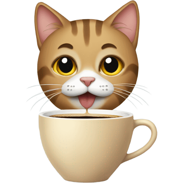 Cat drinking a coffee emoji