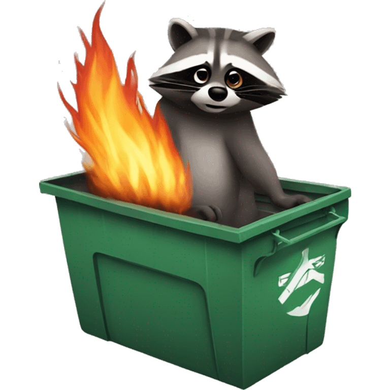 Dumpster fire with a raccoon emoji