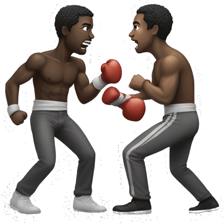 black and white man fighting emoji