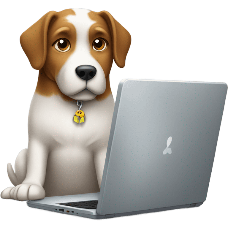 Dog working on laptop emoji