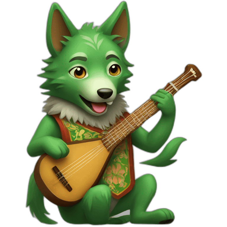 Green wolf with balalaika emoji