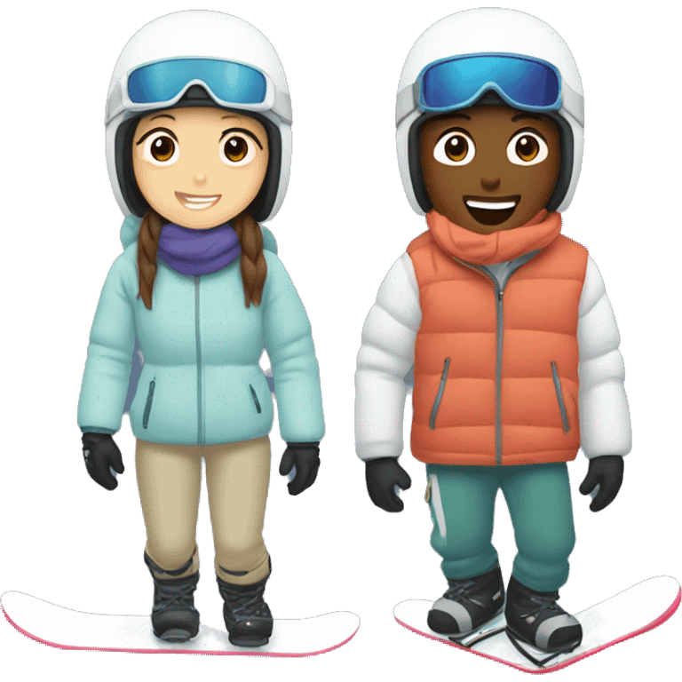 Couple snowboarding in Japan emoji