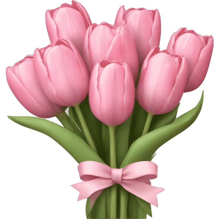 Pastel pink tulip bouquet with bow emoji