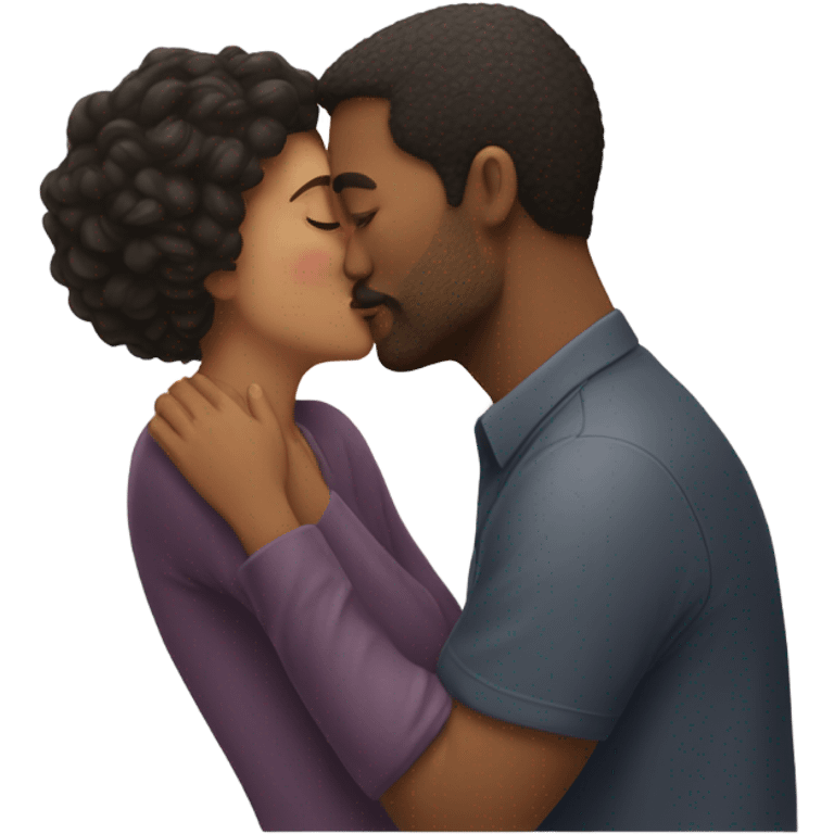 A Man kissing woman on the cheek emoji