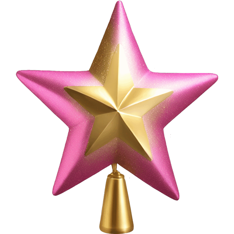 Realistic isolated gold and pink metallic star christmas tree topper. emoji