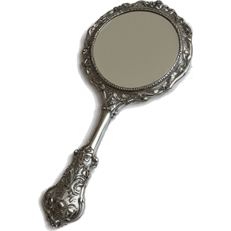 vintage hand mirror silver emoji