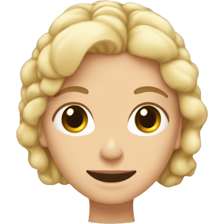 Mujer rubia con cerebro anatómico en la mano emoji