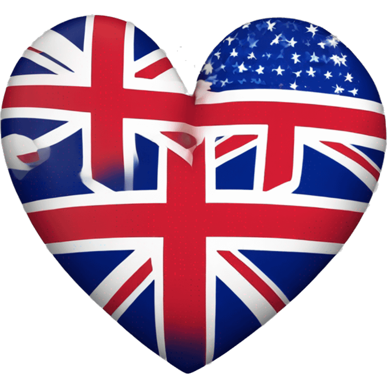 Heart with half UK flag and half US flag professional emoji